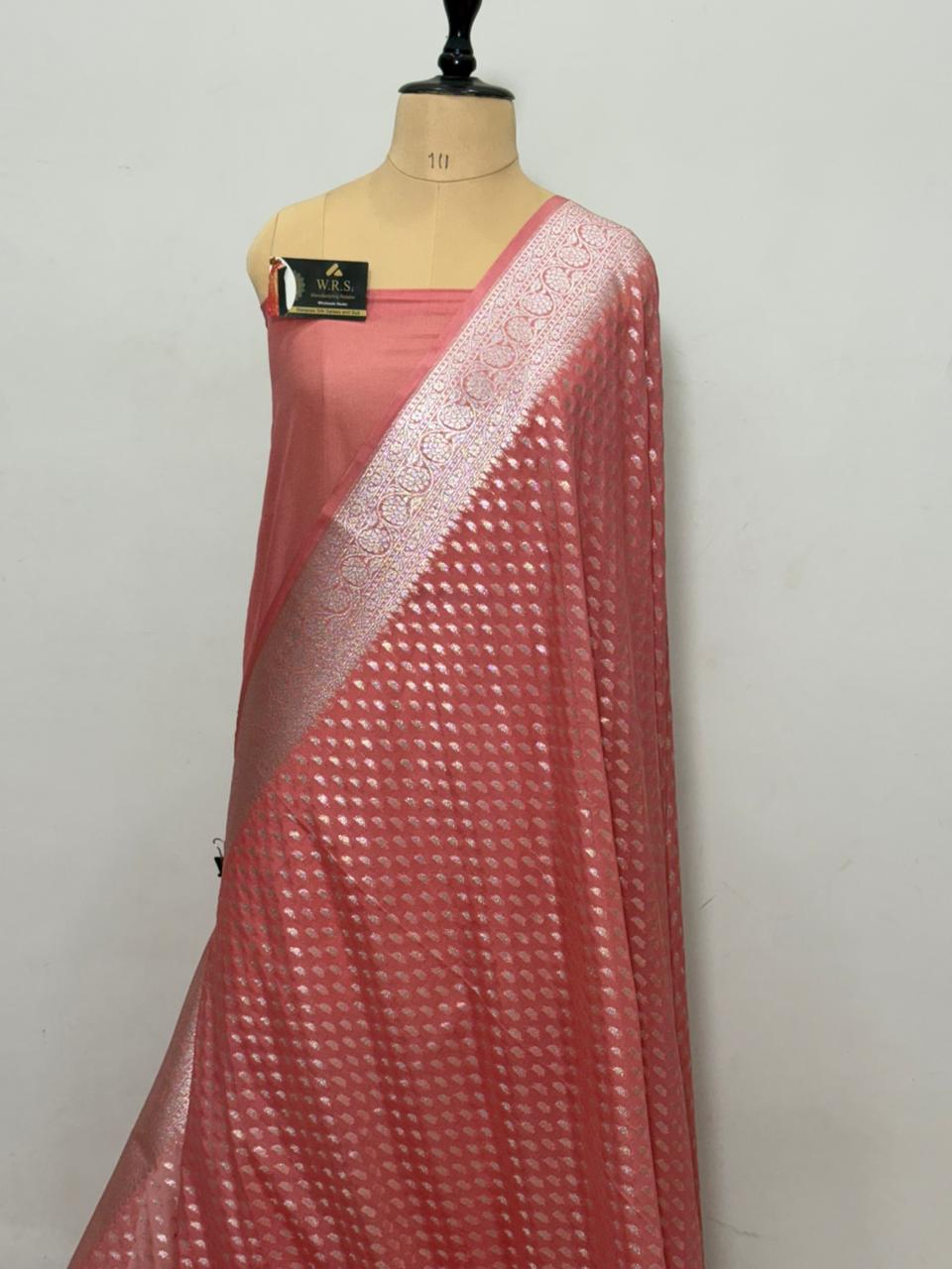 stawberry booti banarasi cotton soft saree