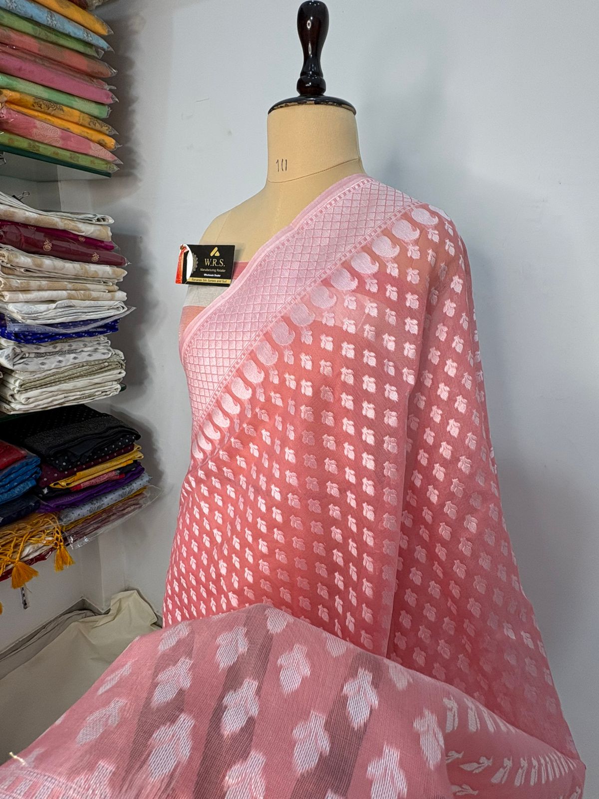 strawberry cotton silk saree