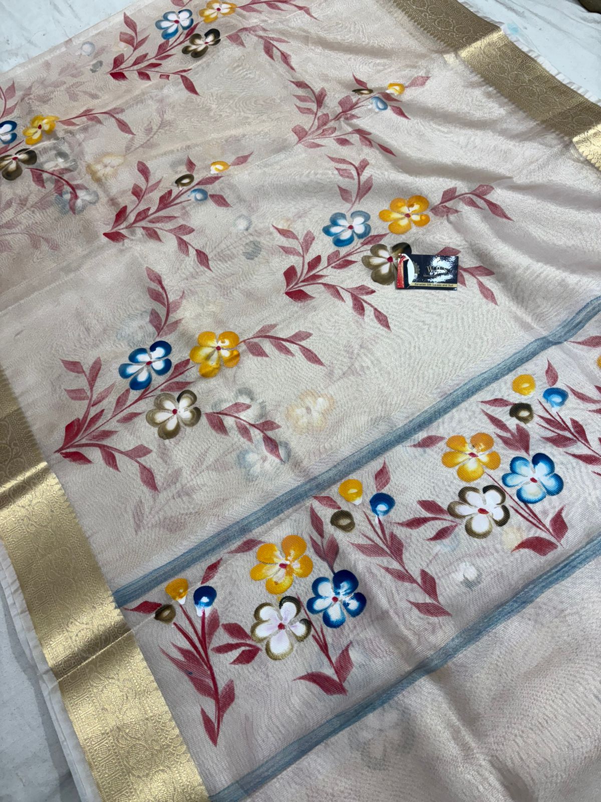 tissue multi print banarasi saree