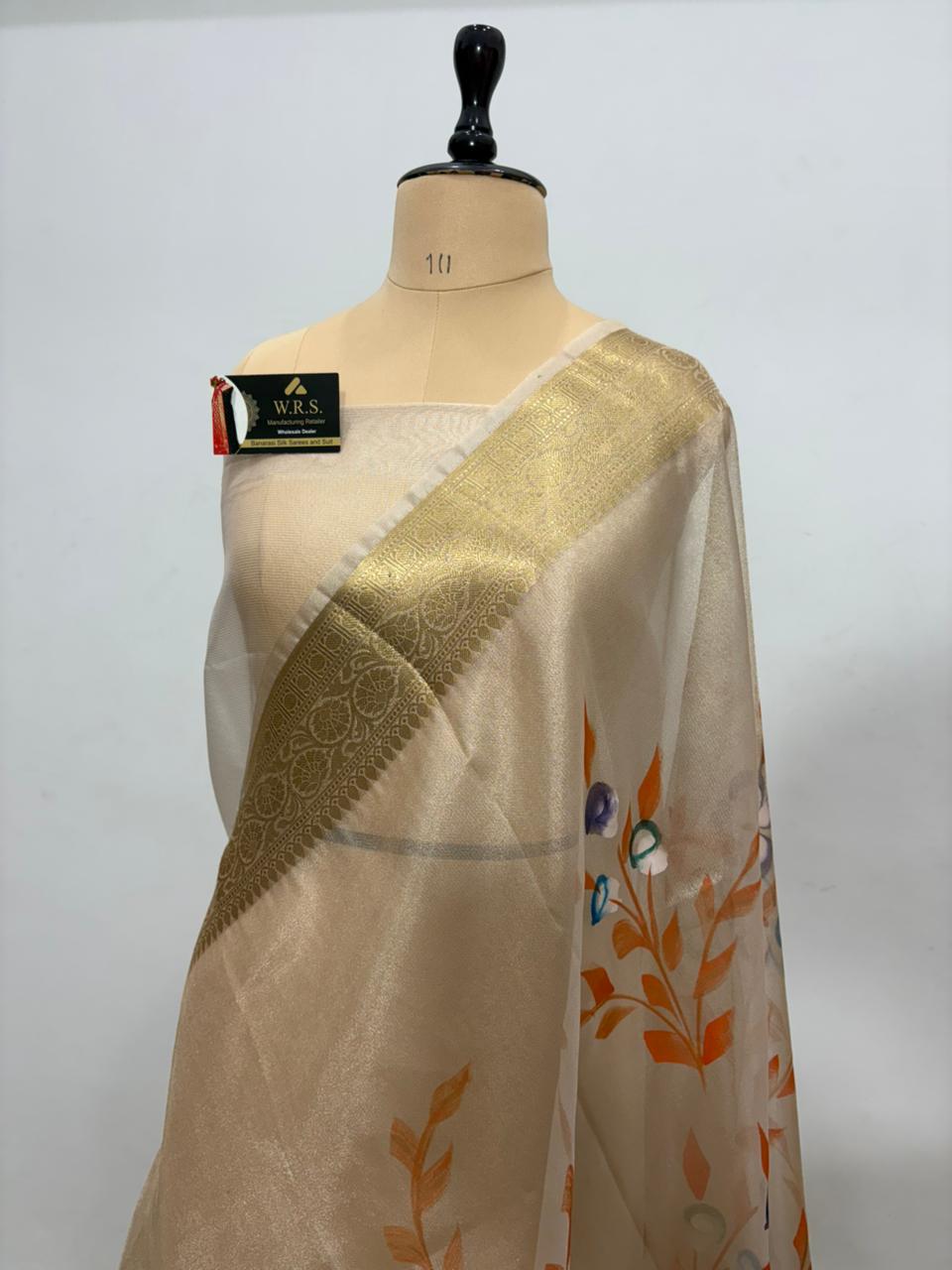 tissue print banarasi saree