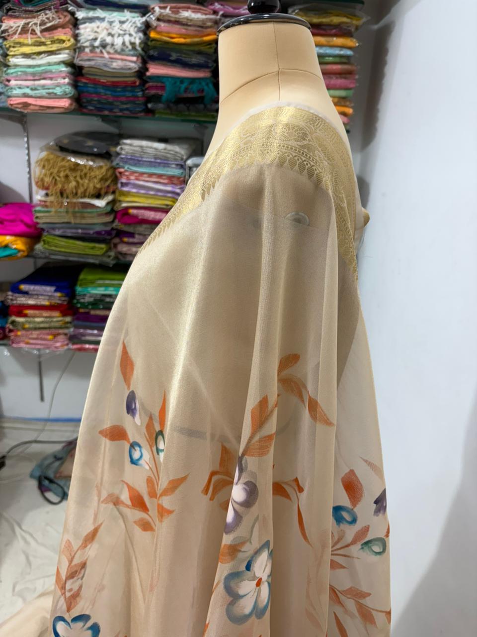 tissue print banarasi saree