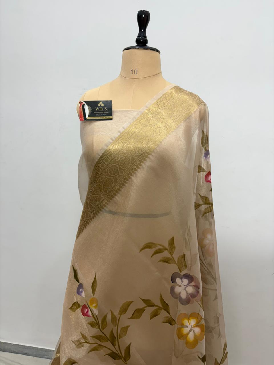 tissue print banarasi saree