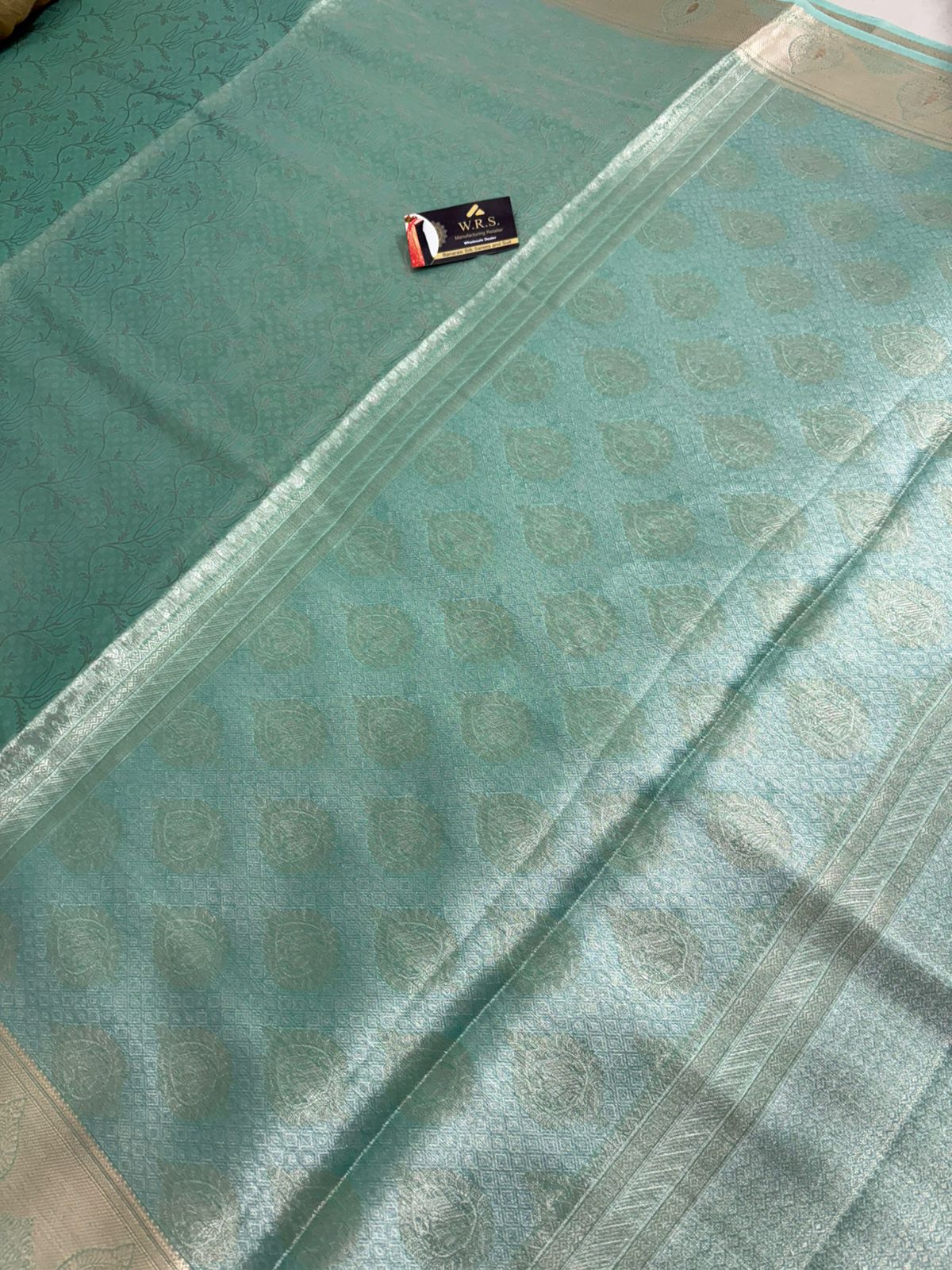 sea green tissue banarasi silk saree