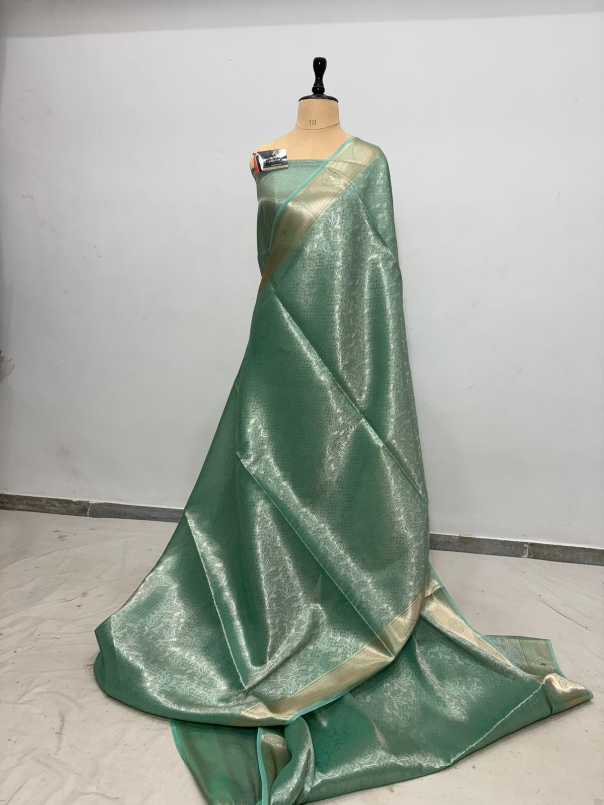 sea green tissue banarasi silk saree