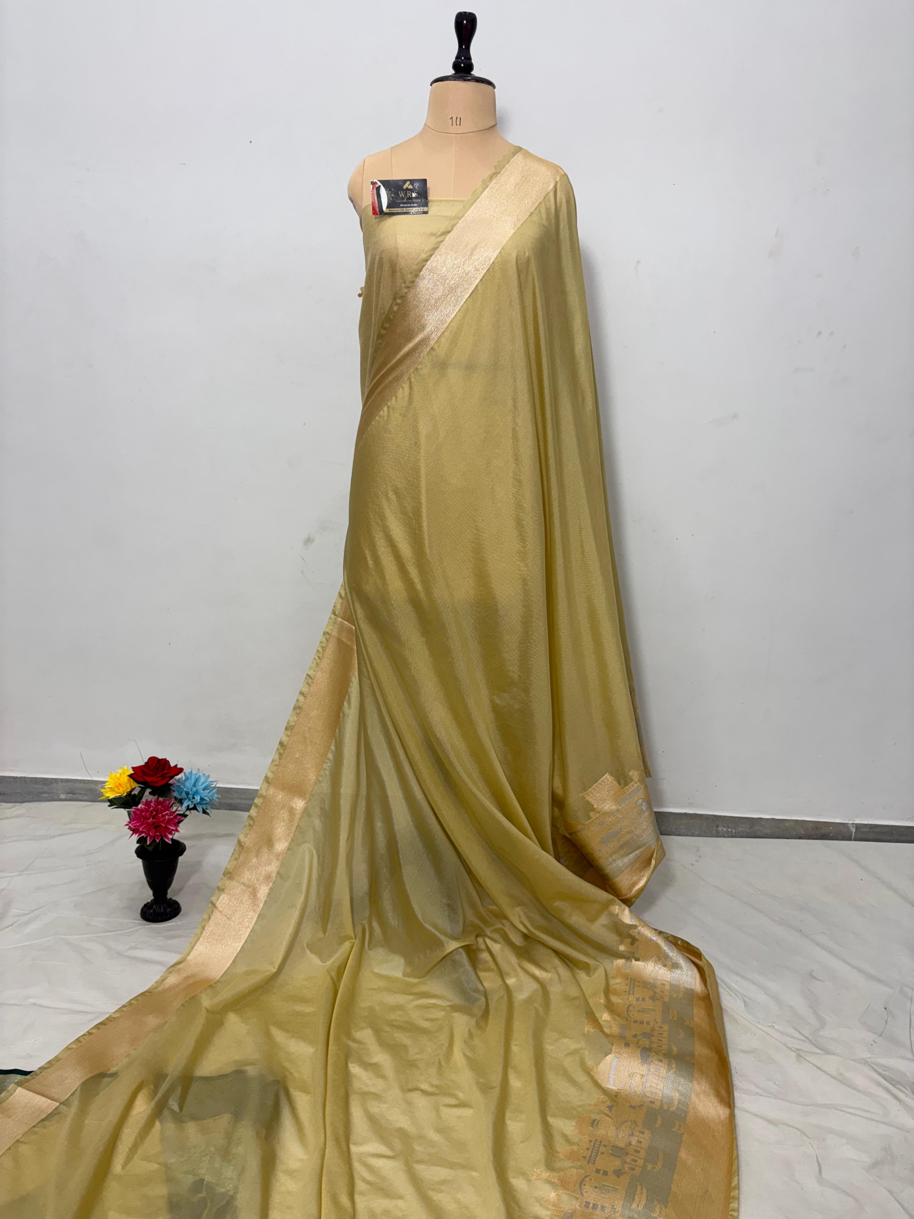 tussar ghat katan silk shine saree