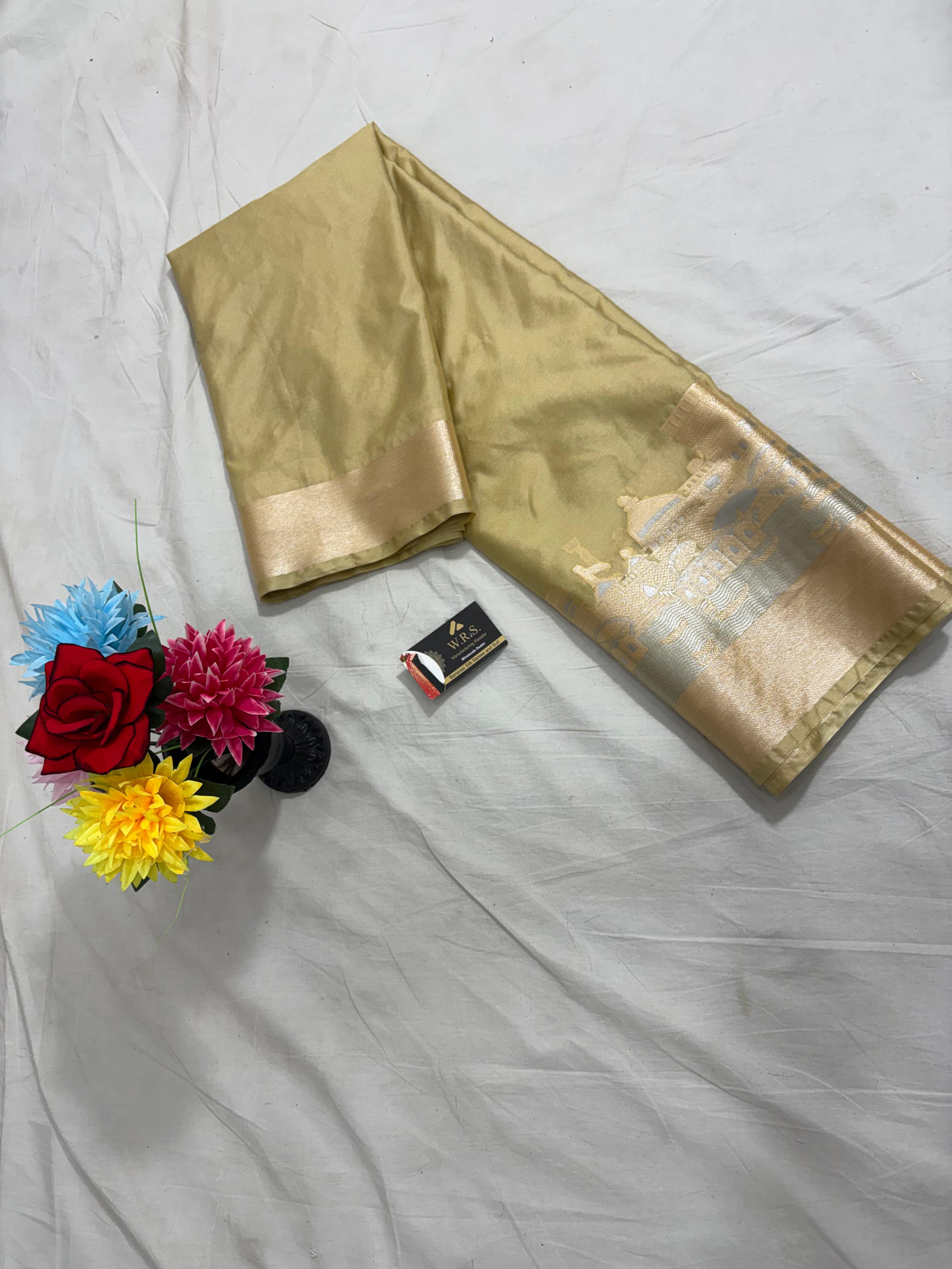 tussar ghat katan silk shine saree