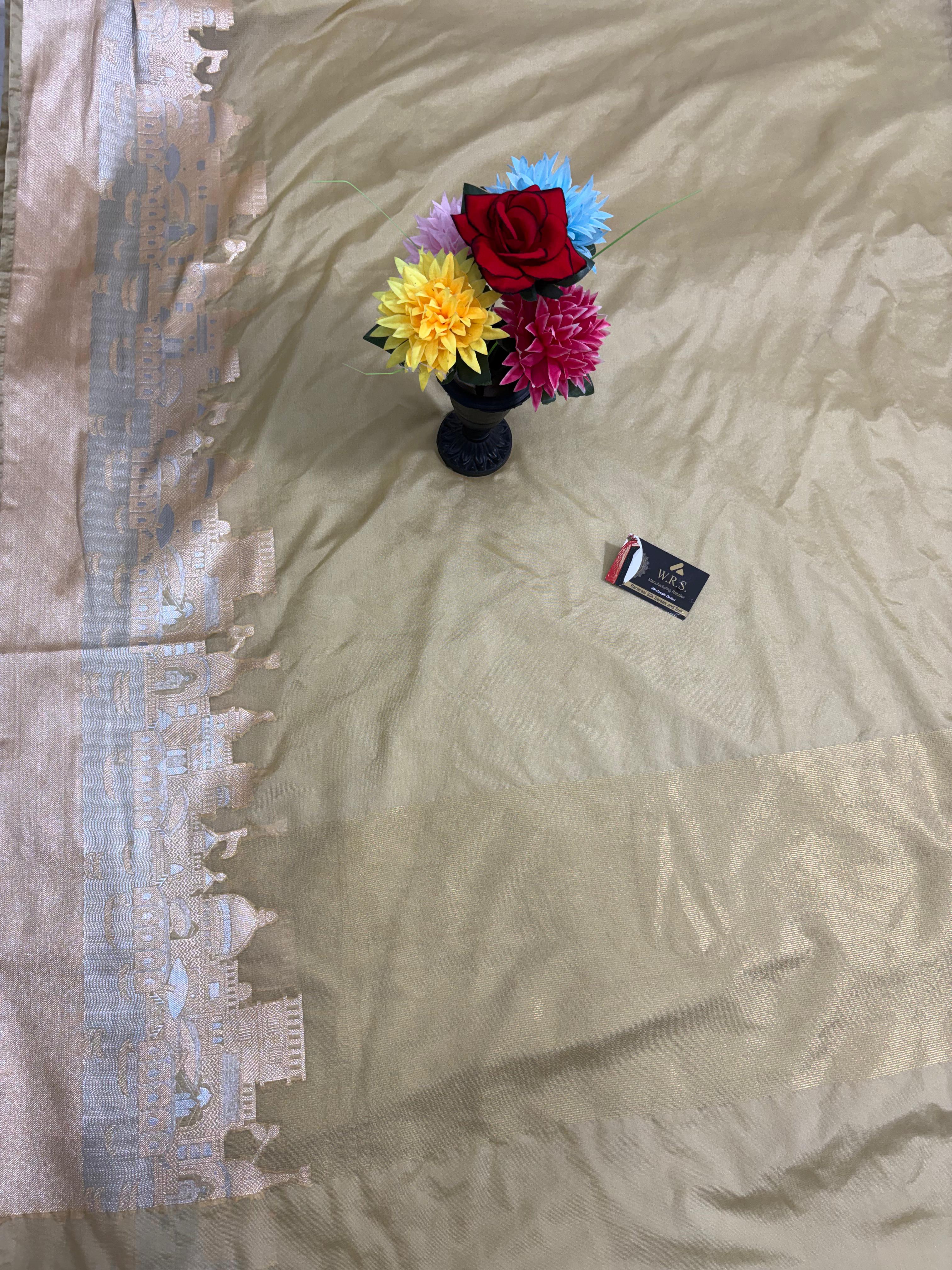 tussar ghat katan silk shine saree