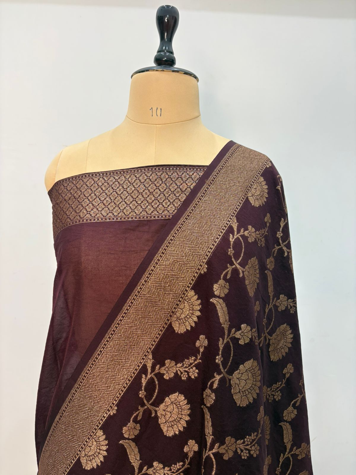 Wine katan georgette banarasi silk saree jal