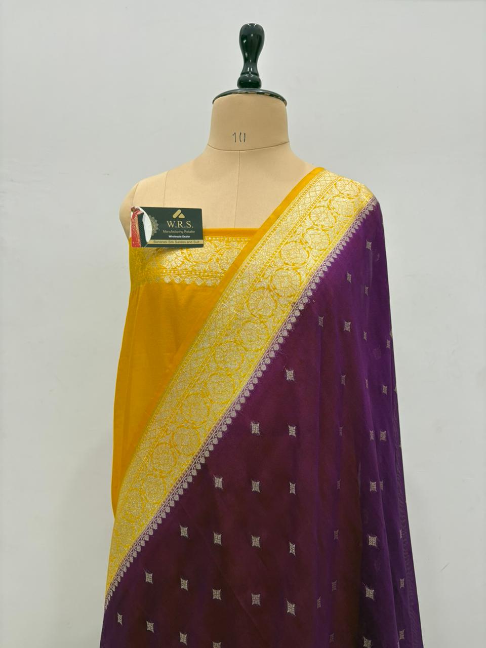 gold magenta katan georgutte saree star booti