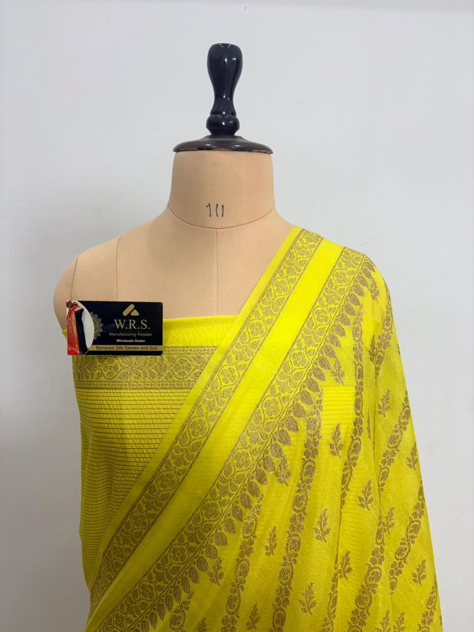 lemon worm banarasi silk saree ada booti