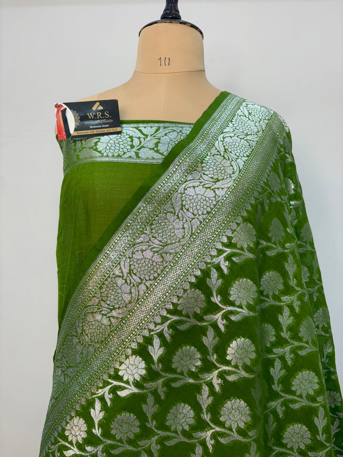 Mehandi katan banarasi silk saree kalna aanchal silver zari