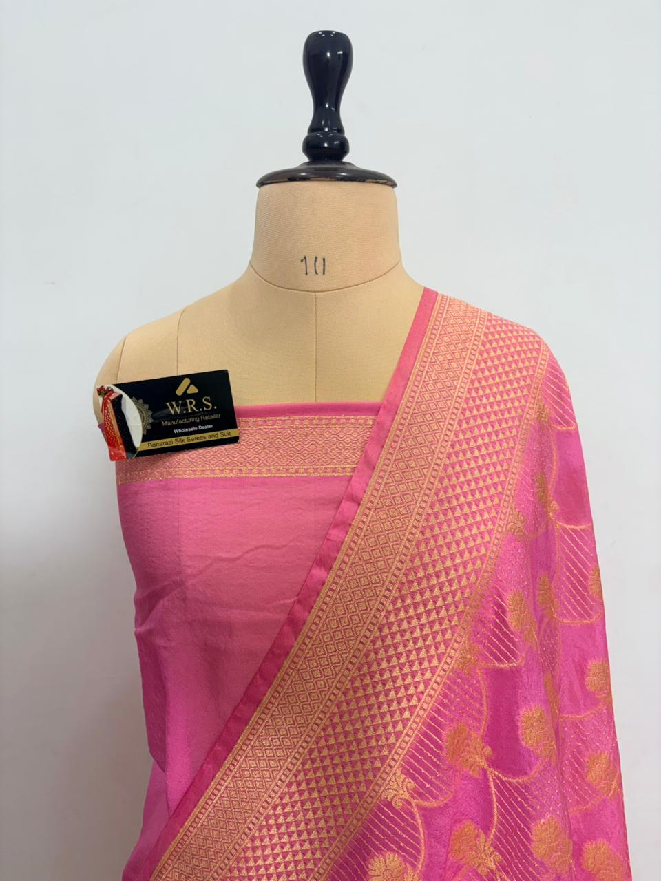 pink katan viscous banarasi silk saree laheriya jal