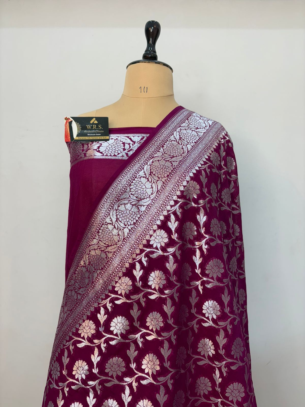 Purple katan banarasi silk saree silver zari jal kalna aanchal