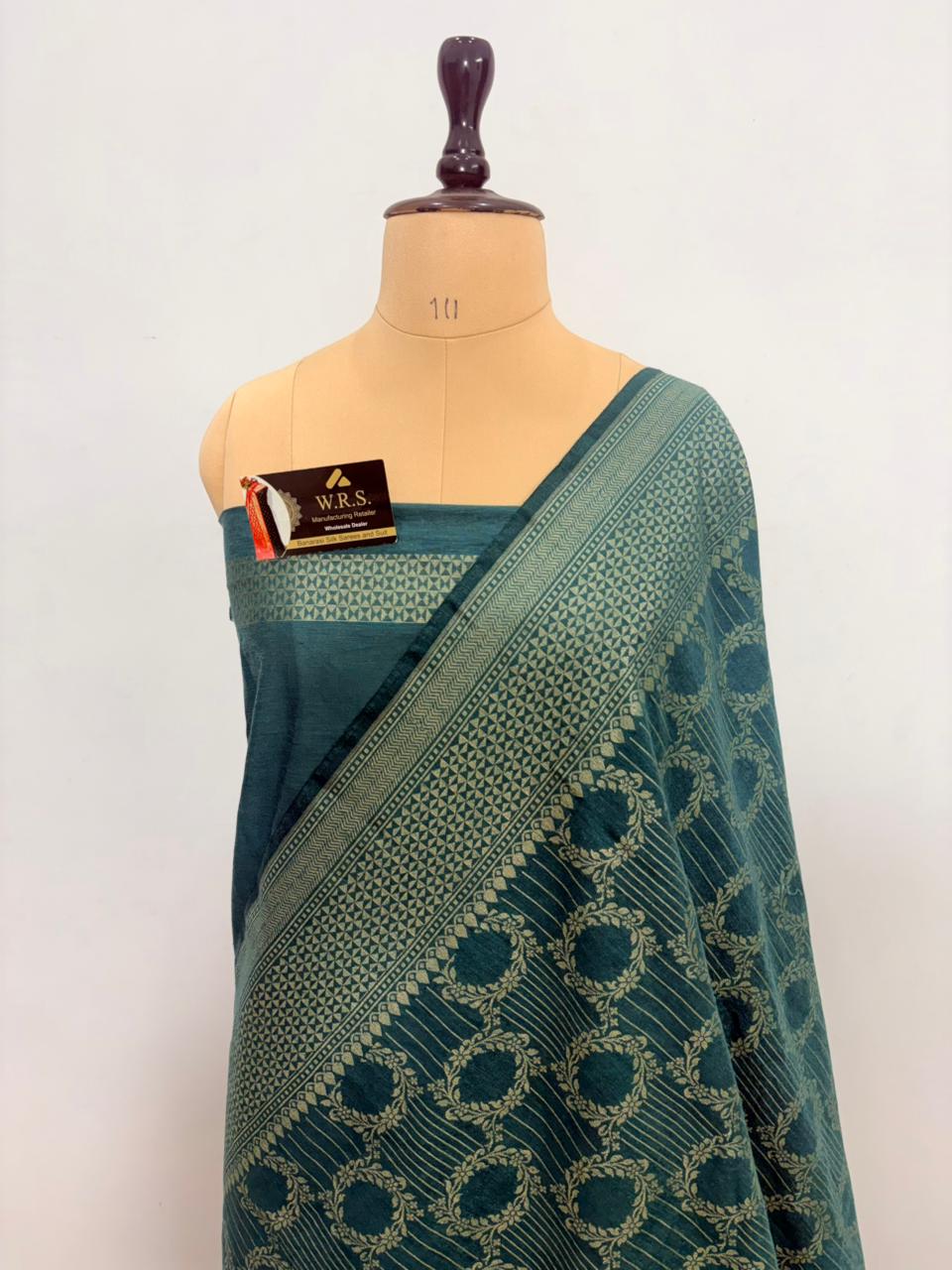 Rama gree katan viscous banarasi silk saree jal