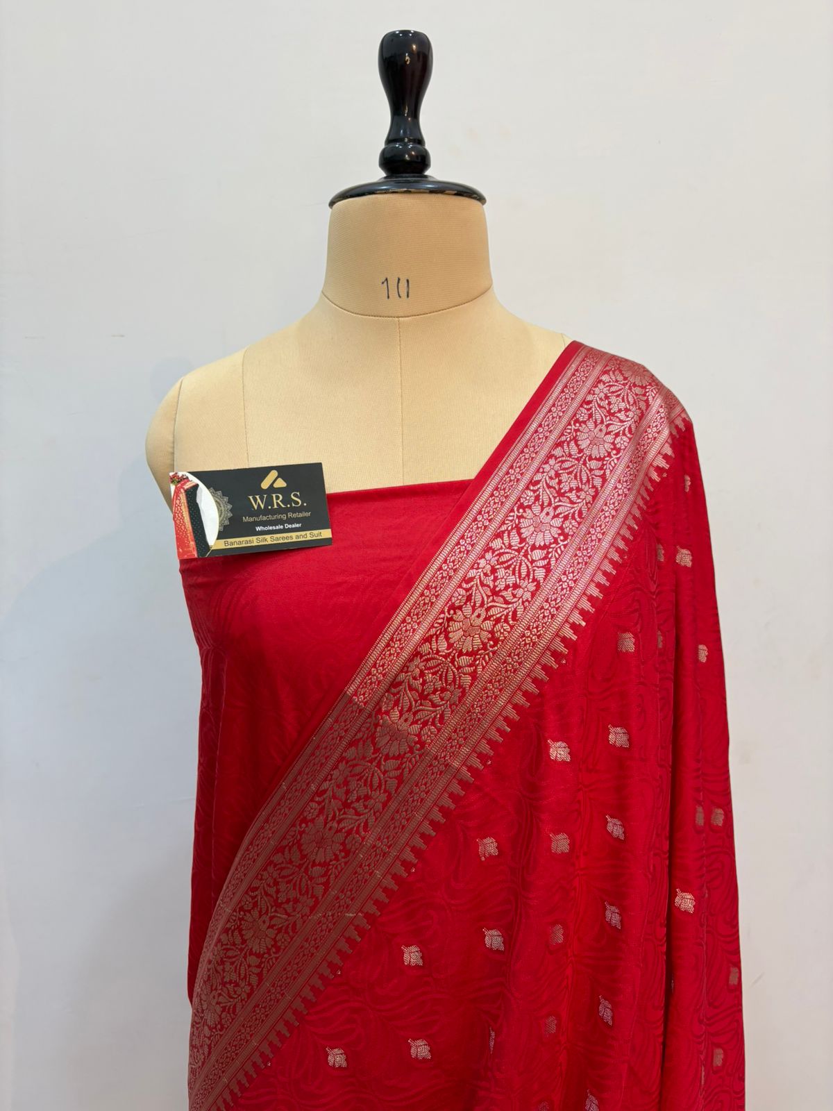 Red tussar katan banarasi silk saree water zari